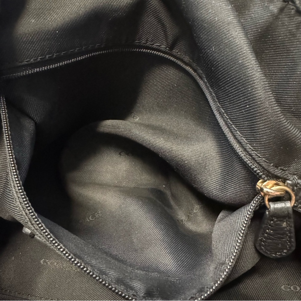 Coach Taylor Tote Light Gold/Black Pebble Leather Zip Top Closure Purse - Picture 10 of 14